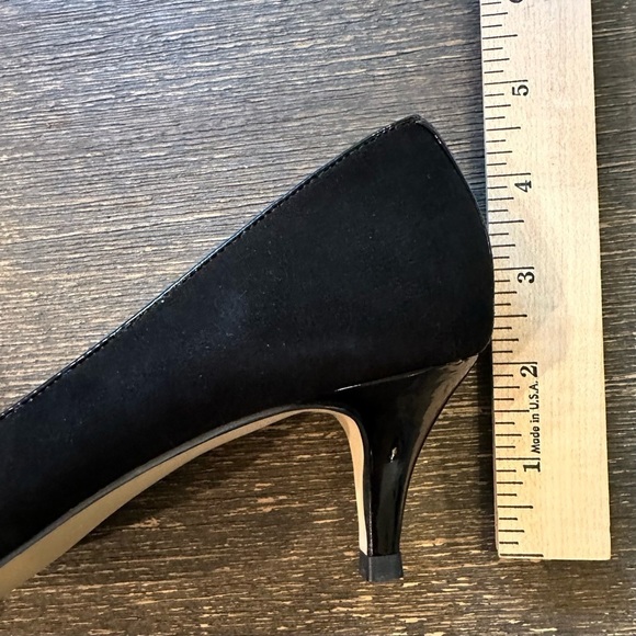 TALBOTS Diane Black Suede & Patent Leather Kitten Heel Pump 7.5 AA Narrow - Picture 8 of 8